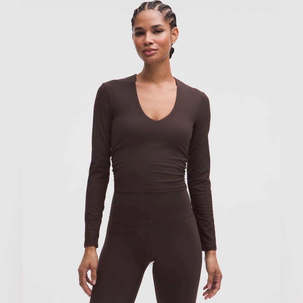 All It Takes Ribbed Nulu V-Neck Long-Sleeve Shirt *B-D Cups Sequoia 8